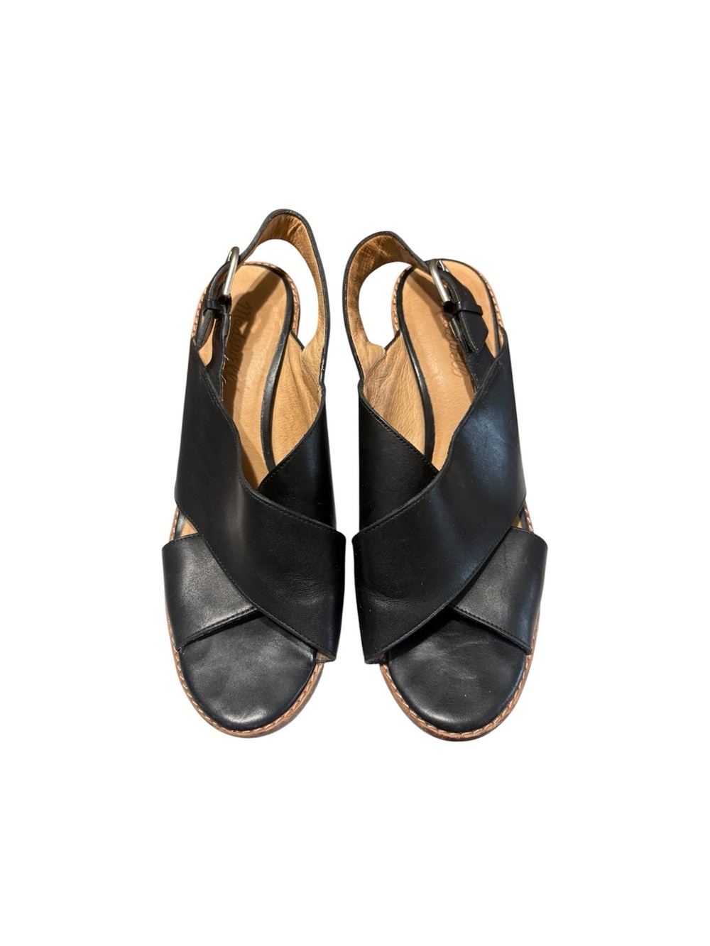 Madewell The Ruthie Crisscross Sandal In Leather True Black Block Heel Size 9 - Picture 6 of 12